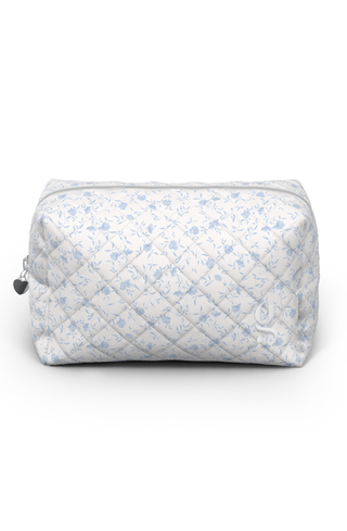 Glow Beauty quilted cotton linen beauty bag with toile design