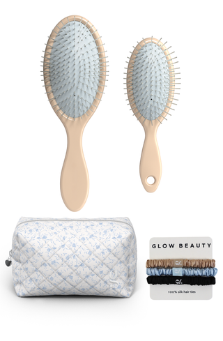 Glow Beauty Essentials Kit in classic — Detangling Brush, Mini Brush, Beauty Bag, and Silk Hair Ties