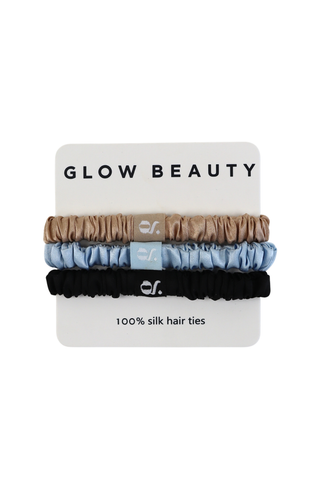 Glow Beauty 100% silk hair ties — set of silk scrunchies